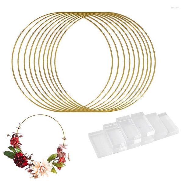 Flores decorativas grandes de metal floral argola redonda arco de balão kit titular faça você mesmo coroa de flores artesanato decoração de festa de aniversário de casamento de ouro chá de bebê