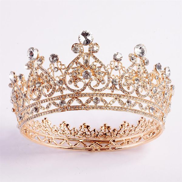 2020 Новые роскошные кристаллы роскошные кристаллы свадебная корона Серебряное золотое стразы Принцесса Принцесса Королева Свадебная Тиара Корона аксессуары для волос дешевые высокие 2472