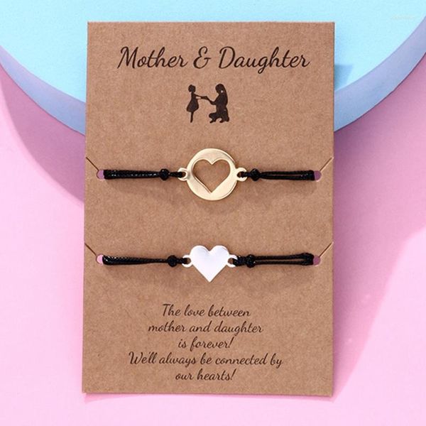 Charm Bracelets 2pcs Conjunto Mãe Filha Mamãe e Eu Combinando Aço Inoxidável Amor Coração Borboleta Jóias Presente Dia das Mães Pulseira