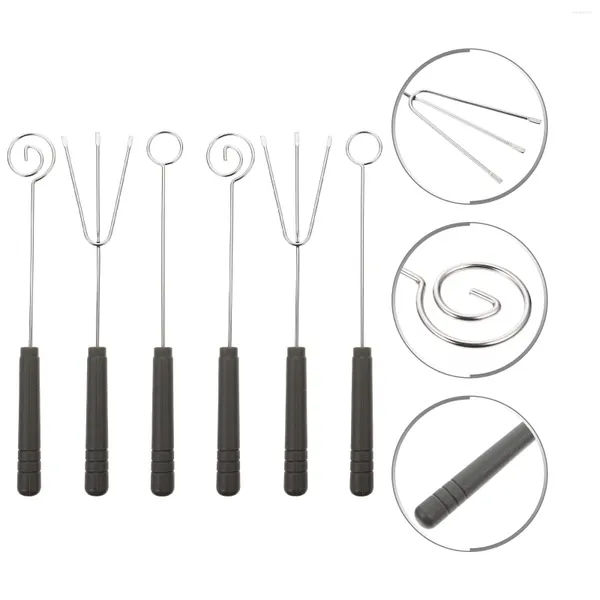 Set di stoviglie 6 pezzi Forchetta per cioccolato Mini set per immersione in acciaio inossidabile Decorare utensili da cucina Forniture per la cottura Forchette per barbecue