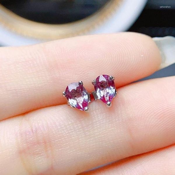 Orecchini a perno Taglio a pera 4x6mm Borchie in pietra che cambiano colore Giugno Birthstone Alessandrite Solitario Compleanno Regalo di laurea