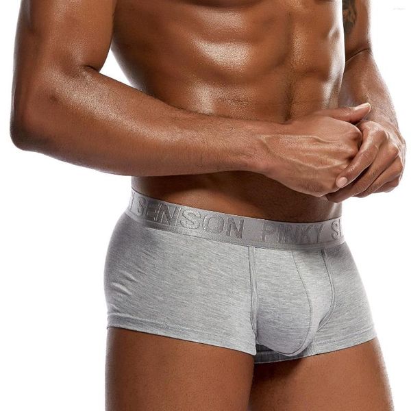 Cuecas Modal Calcinhas Masculinas Meninos Boxers de Cintura Baixa Leggings de Cor Sólida Bolsa Grande U Convexa Cueca Jockstrap