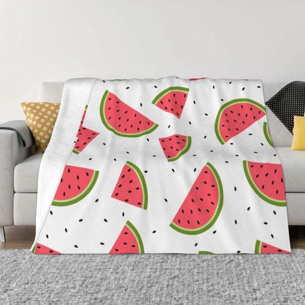 Одеяла Симпатичный летний фрукт арбуза одеяло одеяло флисовые флисовые весенние осень -дышащие супер теплый бросок для дивана для проездной коврик