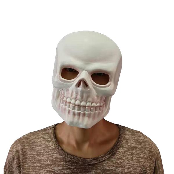 Criativo Horrível Cosplay Assustador Branco Cabeça Osso Crânio Esqueleto Assustador Engraçado Máscara de Halloween Capacete de rosto inteiro Adereços de fantasia de festa