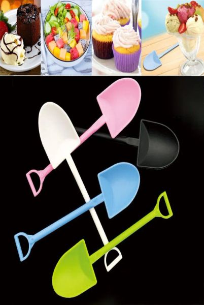 Красочная одноразовая пластиковая пирожная ложка с мороженым с мороженым лопатой из горшки для горшкового костюма.
