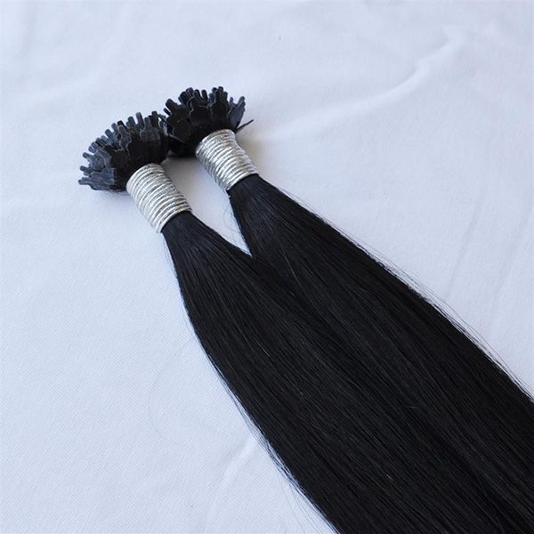 Güteklasse: 10A Double Drawn Black Farbe 1# Haarverlängerungen, brasilianische Fächerspitze, Remy-Haar, glatt, 200 g, Echthaar, 245 l