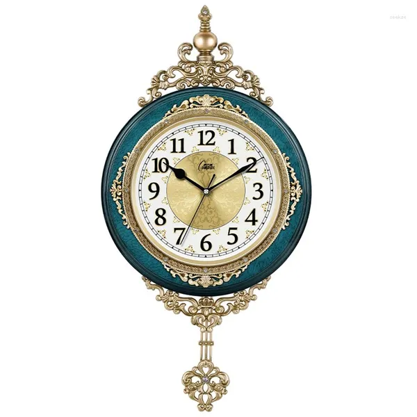 Relógios de parede estilo europeu retro relógio grande design moderno sala de estar mudo pêndulo gosto elegante presente da família decoração da casa relógio