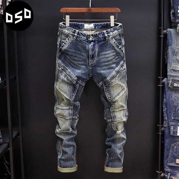 Jeans Masculino Masculino Primavera e Outono Clássico Moda Sofisticada Vintage Patchwork Casual Conforto Alta Qualidade Calça Pequena 230720 L230724