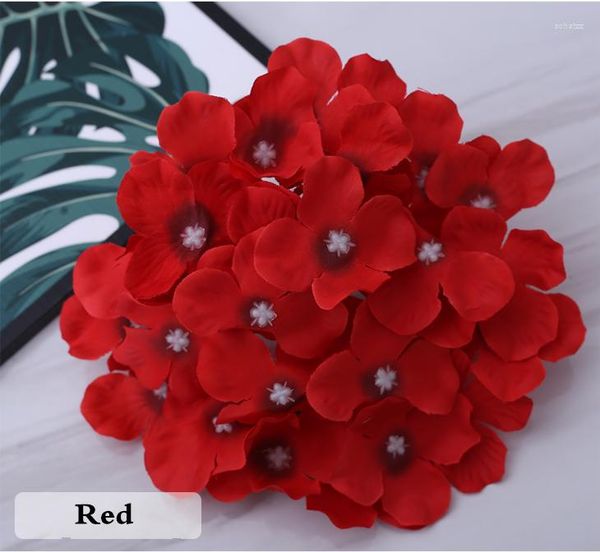 Fiori decorativi Imitazione Testa di fiore di ortensia Disposizione artistica per matrimoni Fila parete Bella decorazione Chen Seta Pho