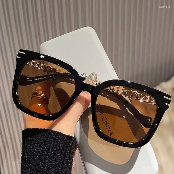 Óculos de Sol Quadrado Mulher Grande Armação Óculos de Sol Feminino Clássico Unissex Óculos Oceano Lentes Na moda Ao Ar Livre Viagens Anteojos