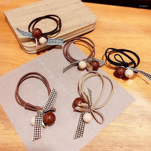 Accessori per capelli 5 pezzi/set fasce elastiche in gomma coreana fascia perline tessitura corda cravatta copricapo per donna ragazze madre bambini