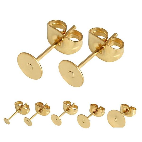 Stud Vergoldet Flachen Boden Ohr Pin Studs Diy Ohrringe Liefert Schmuck Erkenntnisse Set Kupfer Material Zubehör Drop Lieferung