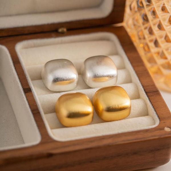 Orecchini a bottone Minar moda coreana oro opaco argento colore cubi metallici quadrati per le donne orecchino geometrico in ottone