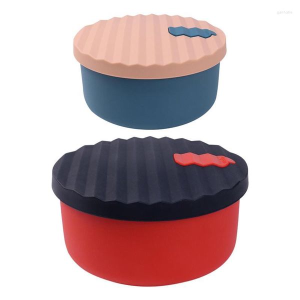 Set di stoviglie Contenitori portatili in silicone Scatola con coperchi Contenitore riutilizzabile per spuntini per congelatore per pranzo a microonde