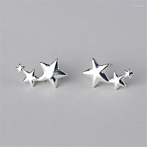 Brincos 2023 tibetanos sliver três estrelas para mulheres femininas pentagrama pequenos acessórios moda joias simples brincos de orelha