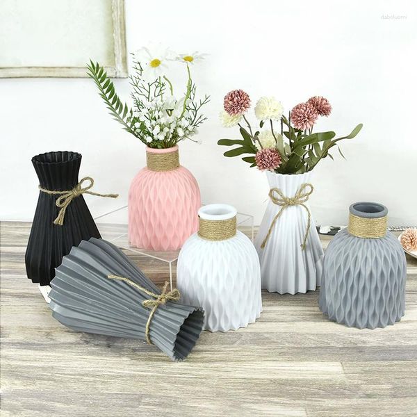 Vasi Basket Living Black Vase Prink Disposizione Home Modern Pot Plastic Blue Flower Room Decor Nordic White