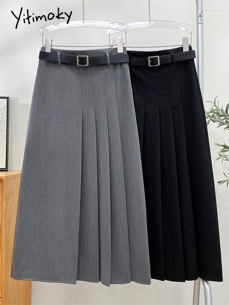 Signe Yitimoky High Waist Sump Wate Skirt for Women Summer 2023 Fashion Korean Solid Office Midi Ladies Casual