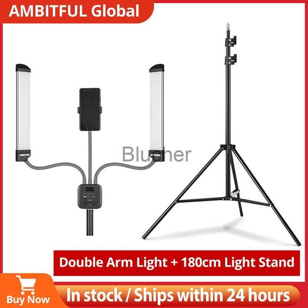 Selfie Lights AL20 40W 3000K6000K Çift Kol Dolu LED Uzun Strip LED Işık LCD Ekranlı LED Işık Fotoğraf Stüdyosu X0724'te Canlı Akış İçin