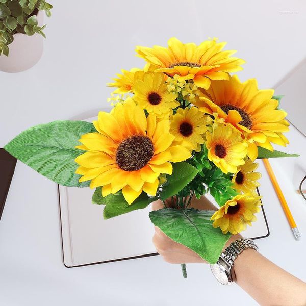 Fiori Decorativi Fiore Artificiale Di Simulazione Del Girasole Per La Decorazione Domestica Di Nozze Rustica Vetrina E Bouquet Tenuto In Mano