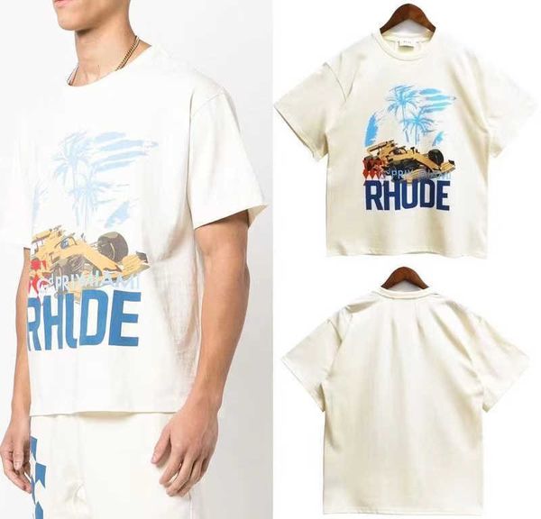 maglietta da uomo rhude shirt designer camicia in puro cotone tees street fashion coppia casual abbinata maniche corte S-XL Commercio all'ingrosso