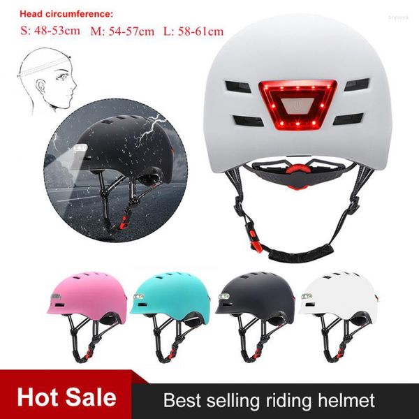 Motorradhelme Outdoor-Rollerhelm mit Lichtern, atmungsaktiv, Fahrradreiten, Nachtblinken, für Pendeln, Sport, Schutz