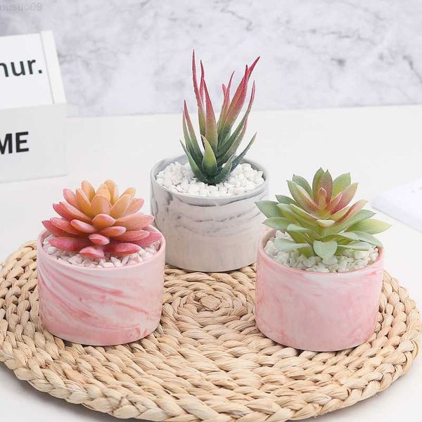 Oggetti decorativi Figurine Modello di marmo creativo Vaso di fiori Plastica artificiale Cactus Piante grasse Simulazione di piante in vaso Home Office Desktop Decor L230724
