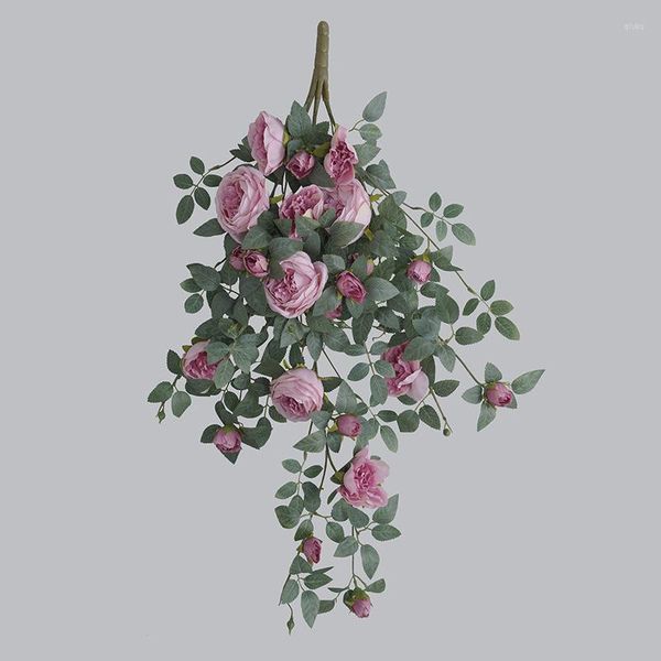 Dekoratif çiçekler 80cm simülasyon çiçek gül asma demet yeşil yaprak duvar asılı Austin gülleri rattan yapay bitki