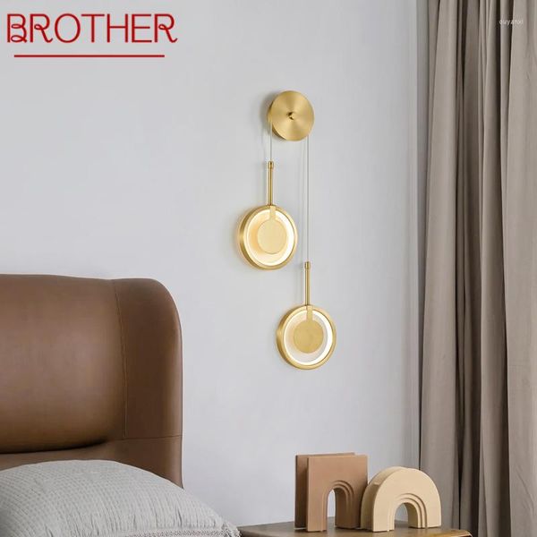 Candeeiros de parede BROTHER interior latão montagem LED 3 cores simplesmente criativo chique luz para sala de estar em casa decoração do quarto