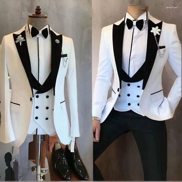 Erkekler Suits Slim Fit 3 Parçalı Düğün Sağdı İtalyan Tarzı Damat Damat Smokin Çift Göğüslü Yelek Pantolonlu Ceket 2023