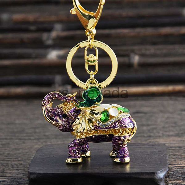 Chaveiros Colhedores EASYA Novo Design Esmalte 3D Elefante Chaveiro Artesanato Porta-chave Moda Cristal Animal Saco Pingente Chaveiros Jóias Exclusivas Presente J230724