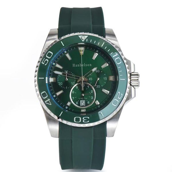 Whole VK Mens Sport Watches Green Ceramic Bezel Japan Quartz Movement Chronograph Rubber Band F2. Начатые часы281D