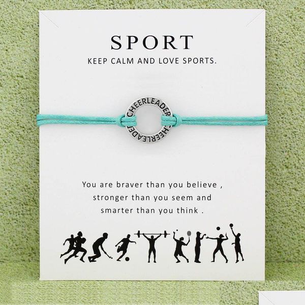 Charm Armbänder Mode Cheerleader Cheer Mom Baseball Softball Basketball Fußball Eishockey Volleyball Sportkarte Frauen Männer Schmuck Geschenk Dhrpg