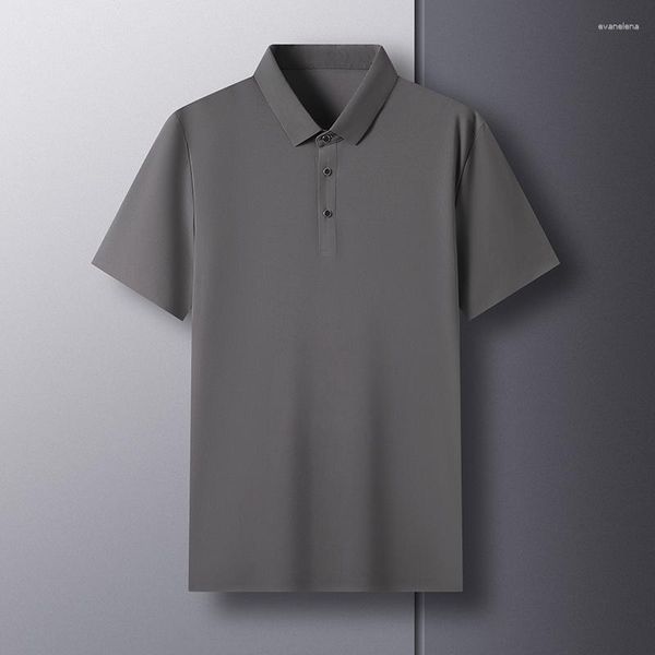 Polos masculinos Business Polo Shirt Summer Short Sleeve High End High Quality Cool Casual Fashion Lapel Pure Color Classic Tops