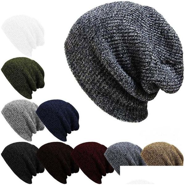 Gorro/Bonés de Caveira Casual Gorro de Malha Chapéu de Inverno Masculino Quente Slouchy Skl Crochê Boné Baggy Masculino Acessórios de Moda Drop Delivery Hats Cachecol