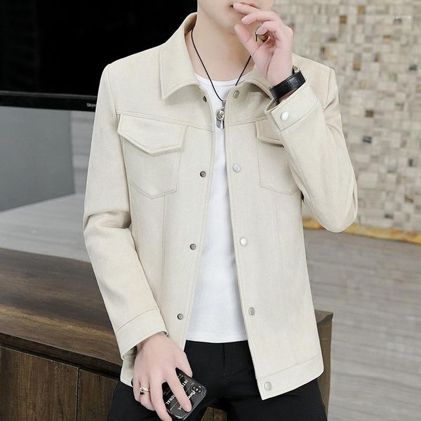 Erkek ceket ceket 2023 Kore sürümü trend gevşek iş ceket rahat yakışıklı geyik derisi kadife üst erkekler için