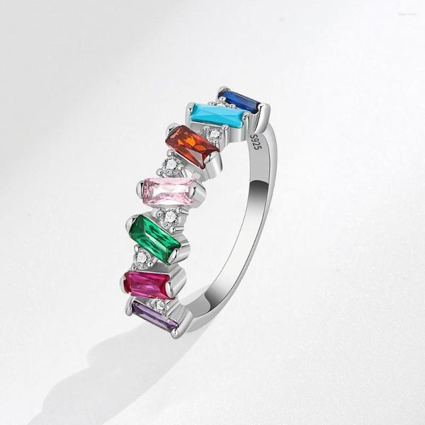 Eheringe Ankunft Trendy Bunte CZ Zirkon Stern Platin Überzogene Weibliche Ring Schmuck Für Frauen Geschenke Kein Verblassen