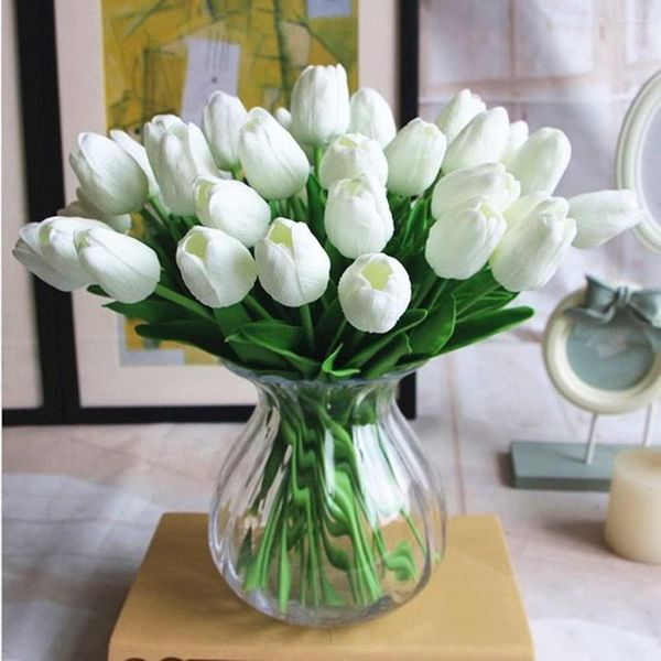 Fiori Decorativi 10 Pezzi PU Tulipani Finti Real Touch Disposizione Artificiale Bouquet Per Home Office Decorazione Di Nozze Decorazioni Autunnali