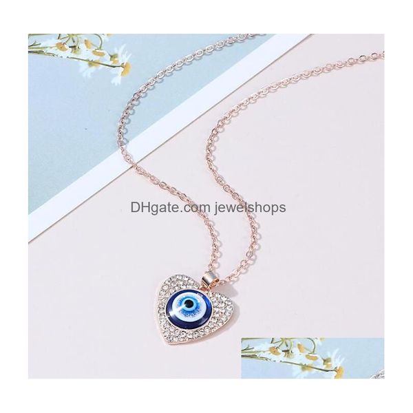 Collane con ciondolo Donna Trendy Devils Eye Heart Diamond Eyes Collana Evil Charm Jewelry Drop Delivery Pendenti Dh37Z