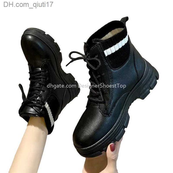 Stiefel 2023 Mode Damen Stiefel Plateauschuhe Schwarz Weiß Coole Motorradstiefel Lederschuh Trainer Sport Sneakers Größe 35-40 Hohe Qualität Z230724