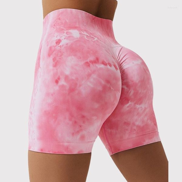 Active Shorts Tie Dye Yoga Donna Splash Dyed Seamless Palestra Push Up Sport Fitness Vita alta Stretto Rosa