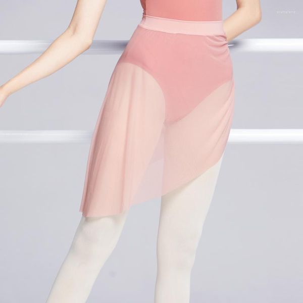 Abbigliamento da palcoscenico Gonne da balletto da donna Ragazze adulte Abito da ballo elastico Ballerina Tulle Piegato lateralmente Maglia morbida irregolare