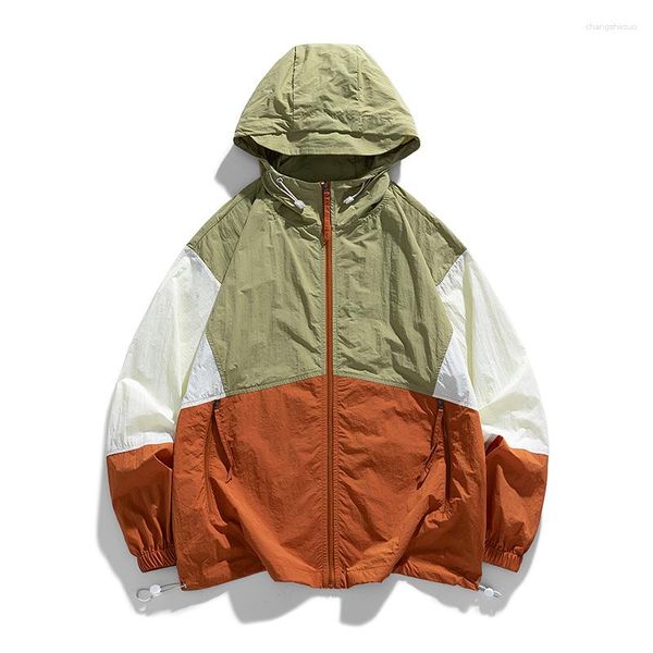 Jaquetas masculinas Jaqueta com protetor solar de verão Homens e mulheres Roupas de proteção solar vintage Moda Coreano Causal Baggy Coat Outerwear Masculino Plus