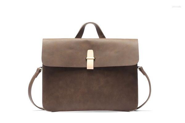 Maletines Bolsos de oficina para hombres Bolso de trabajo Bolsos de mensajero Diseñador de negocios Profesional Vintage Cuero Ipad