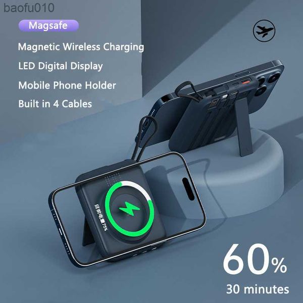 Magsafe Wireless Charger Power Bank 10000 mAh Magnetring für iPhone 14 13 12 X Huawei Xiaomi Samsung Mini Powerbank mit Kabel L230619