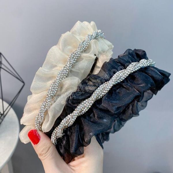 New Fashion Women Headsds Fresh Black Beige Afinestone Chain Hairband Light Summer Headwear для взрослых аксессуаров для волос