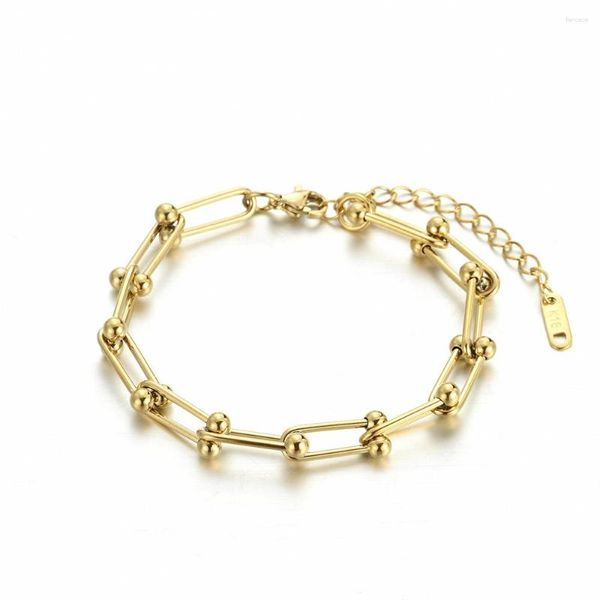 Link Armbänder Hiphop Edelstahl U-förmige Kette für Frauen Gold Farbe Metall Koreanische Freundin Geburtstag Freunde Party Schmuck Geschenk