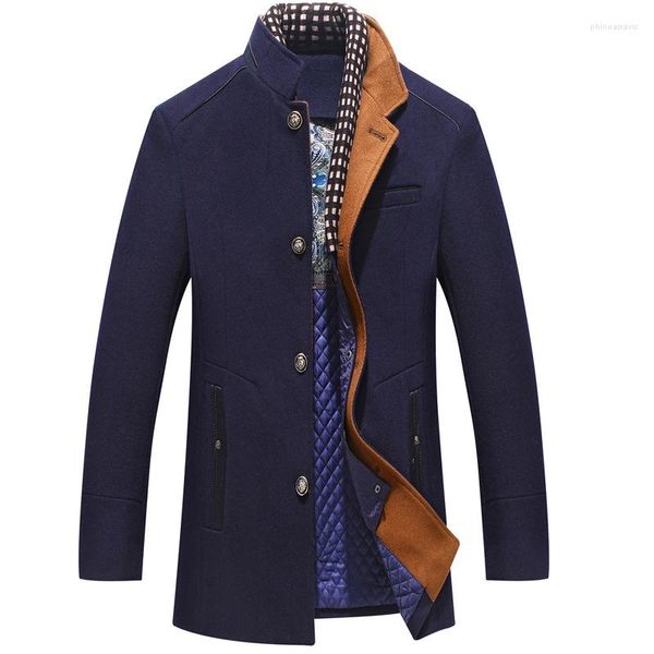 Erkek Ceketler Kış Sonbahar Yün Katlar Sıradan Orta Uzun Eşarp Pamuk Pamuklu Kalın Sıcak Yünlü Ceket Erkek Hendek Giysileri 2023