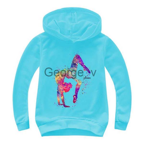 Hoodies Sweatshirts Aquarela Ginástica Cartoon Hoodies Crianças Meninos Camisolas Pulôver Outerwear Hoodie Meninas GINÁSIO Streetwear Hoody Meninos Roupas J230724