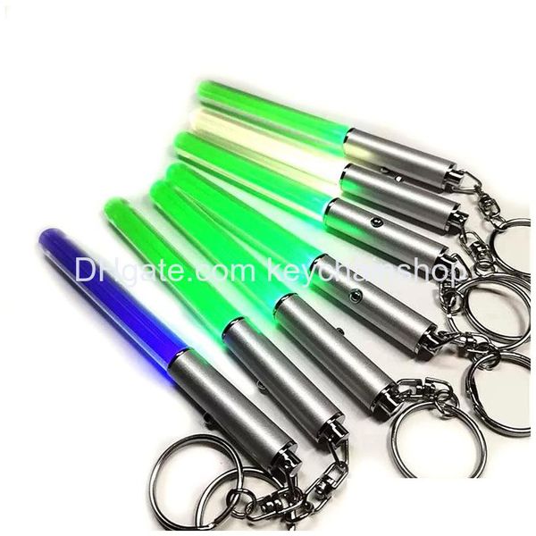 Schlüsselanhänger LED-Taschenlampe Stick Schlüsselanhänger Partyzubehör Mini-Taschenlampe Aluminium Kettenring Langlebiger Glühstift Zauberstab Lichtschwert Licht Feuer Stic Dhoae