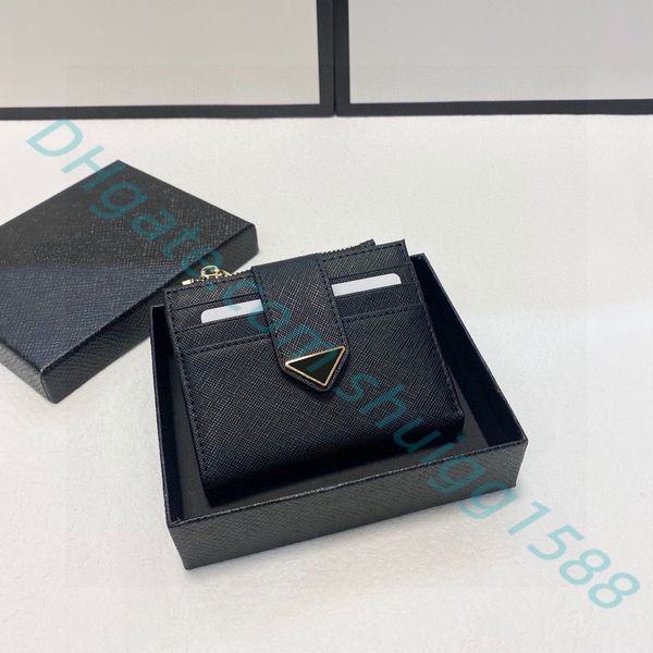 Carteiras de grife de luxo Saffiano Fashion Purse Titulares de cartão com padrão cruzado Bolsas de couro de gado Clutch Carteiras em camadas Carteiras unissex com caixa